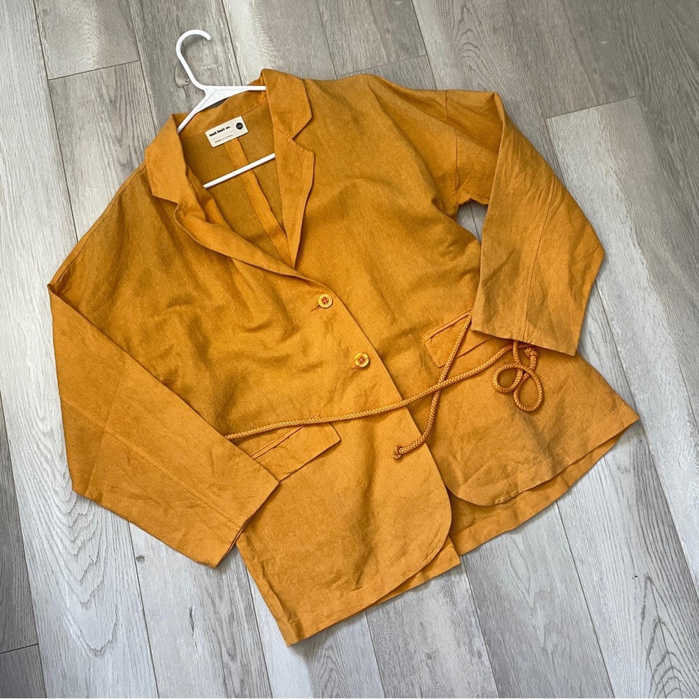 Back Beat Co. Blazer linen organic cotton womens Orange xsmall small minimalist